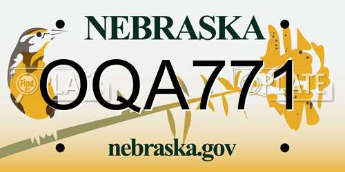 OQA771 Nebraska License Plate