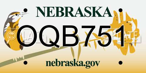 OQB751 Nebraska License Plate