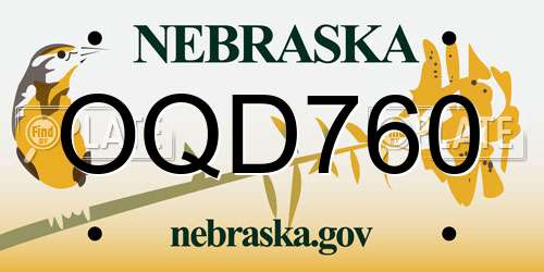 OQD760 Nebraska License Plate