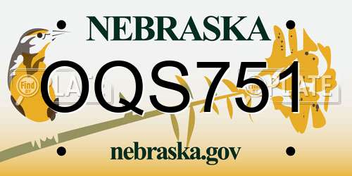 OQS751 Nebraska License Plate