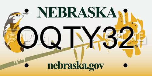 OQTY32 Nebraska License Plate