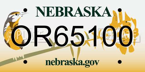 OR65100 Nebraska License Plate