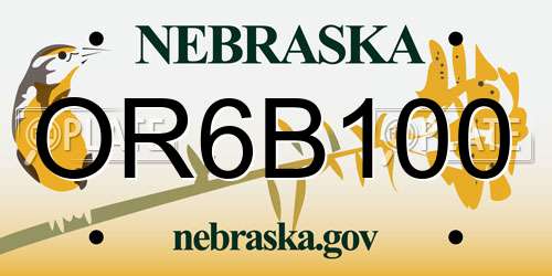 OR6B100 Nebraska License Plate