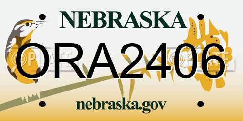 ORA2406 Nebraska License Plate