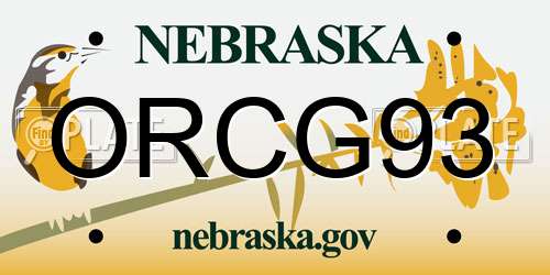 ORCG93 Nebraska License Plate