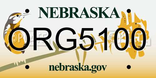 ORG5100 Nebraska License Plate