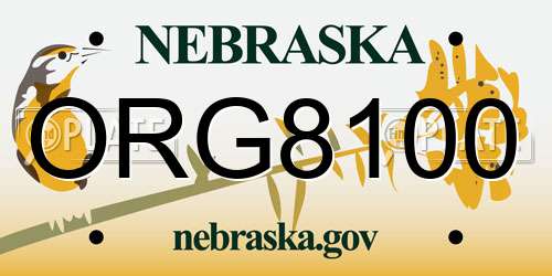 ORG8100 Nebraska License Plate
