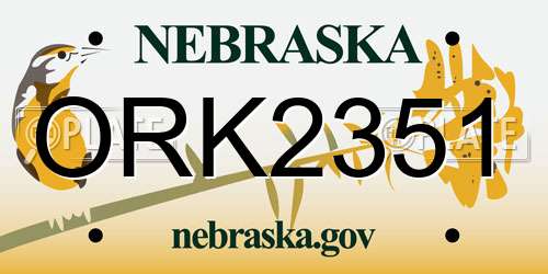 ORK2351 Nebraska License Plate
