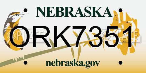 ORK7351 Nebraska License Plate