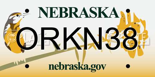 ORKN38 Nebraska License Plate