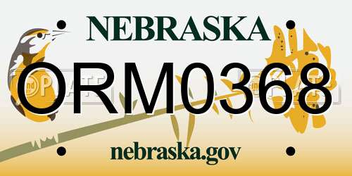 ORM0368 Nebraska License Plate