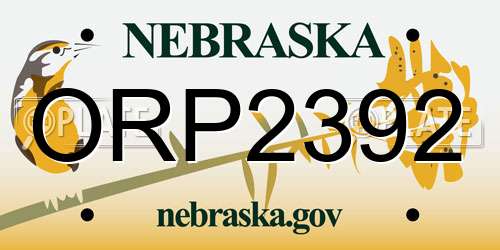 ORP2392 Nebraska License Plate