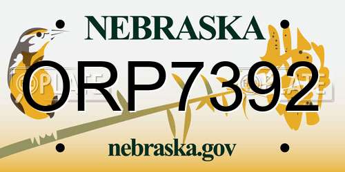 ORP7392 Nebraska License Plate
