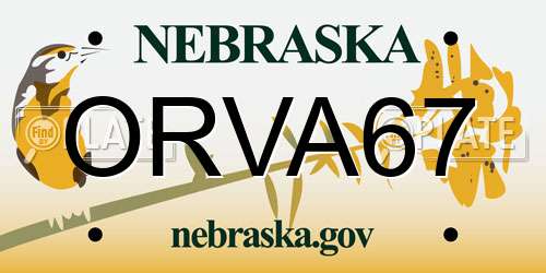 ORVA67 Nebraska License Plate