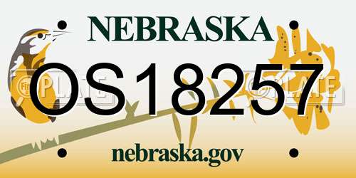 OS18257 Nebraska License Plate