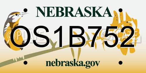 OS1B752 Nebraska License Plate