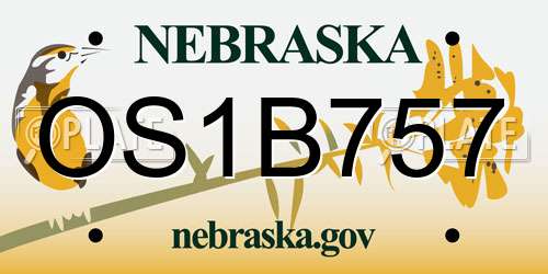 OS1B757 Nebraska License Plate