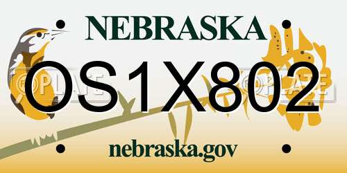 OS1X802 Nebraska License Plate