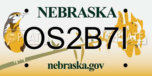 OS2B7I Nebraska License Plate