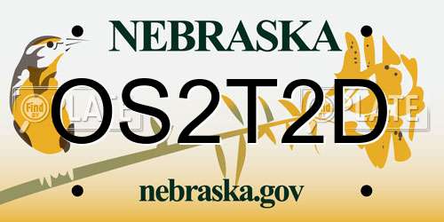 OS2T2D Nebraska License Plate