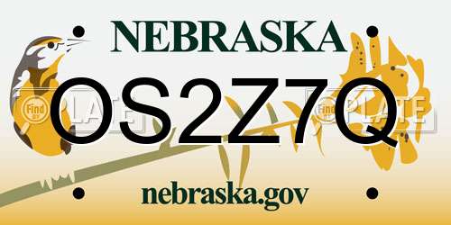 OS2Z7Q Nebraska License Plate