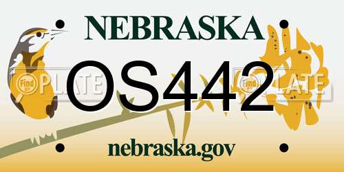 OS442 Nebraska License Plate
