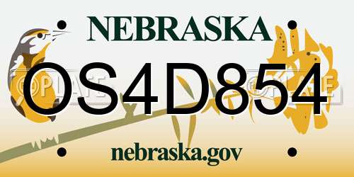 OS4D854 Nebraska License Plate