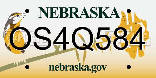 OS4Q584 Nebraska License Plate