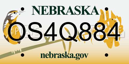 OS4Q884 Nebraska License Plate