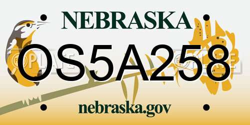 OS5A258 Nebraska License Plate