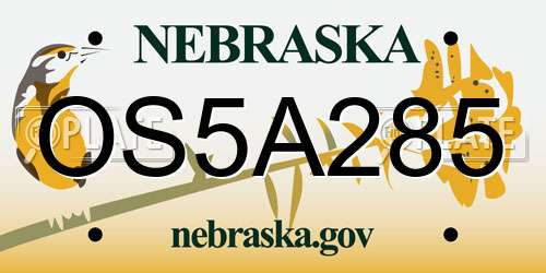 OS5A285 Nebraska License Plate