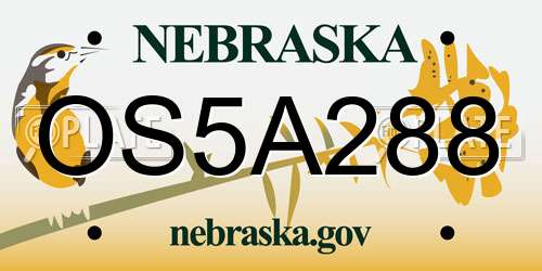OS5A288 Nebraska License Plate