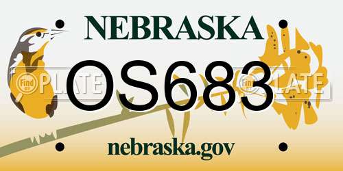 OS683 Nebraska License Plate