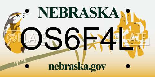 OS6F4L Nebraska License Plate