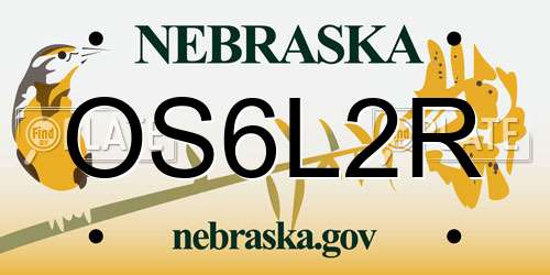 OS6L2R Nebraska License Plate
