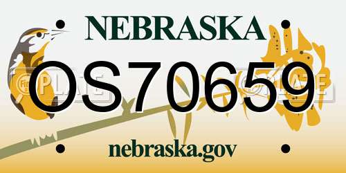 OS70659 Nebraska License Plate