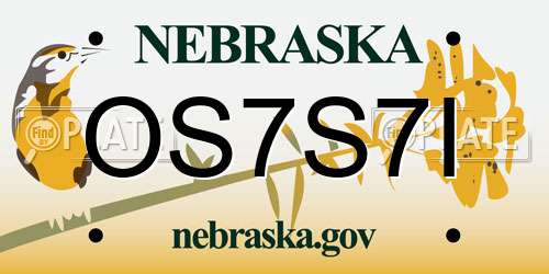 OS7S7I Nebraska License Plate