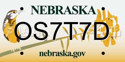 OS7T7D Nebraska License Plate