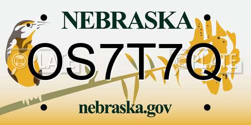 OS7T7Q Nebraska License Plate