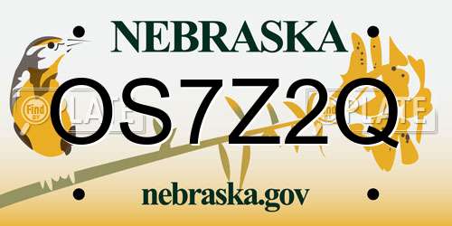 OS7Z2Q Nebraska License Plate