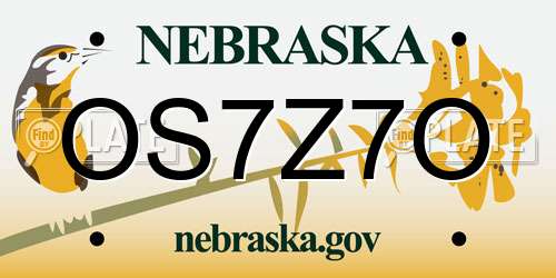 OS7Z7O Nebraska License Plate