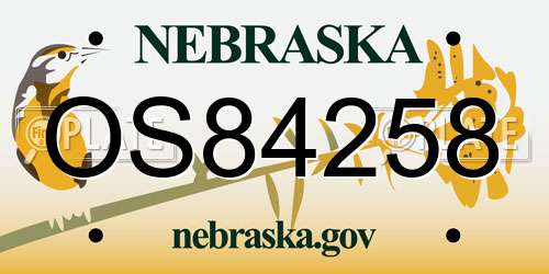 OS84258 Nebraska License Plate