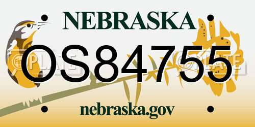 OS84755 Nebraska License Plate