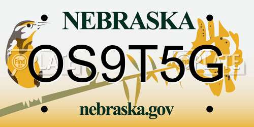 OS9T5G Nebraska License Plate