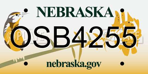 OSB4255 Nebraska License Plate