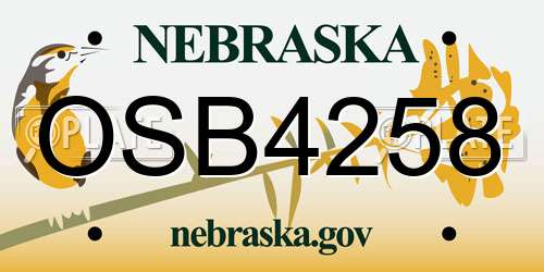OSB4258 Nebraska License Plate