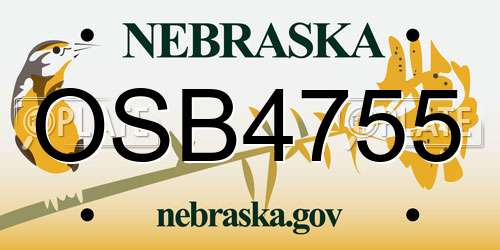 OSB4755 Nebraska License Plate