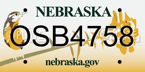 OSB4758 Nebraska License Plate