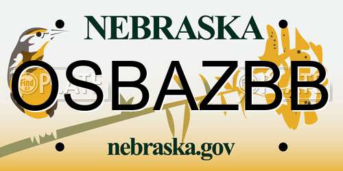 OSBAZBB Nebraska License Plate