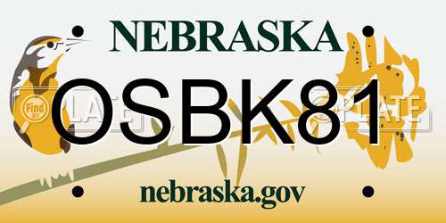 OSBK81 Nebraska License Plate